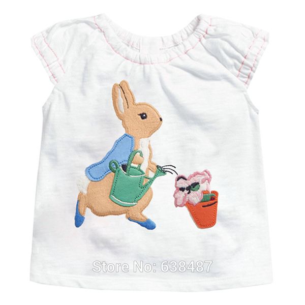 

100% расчесанный хлопок baby girl одежда бренд 2020 ребенок bebe дети белая футболка тройник с коротким рукавом блузки девушки кролик топы н, Blue