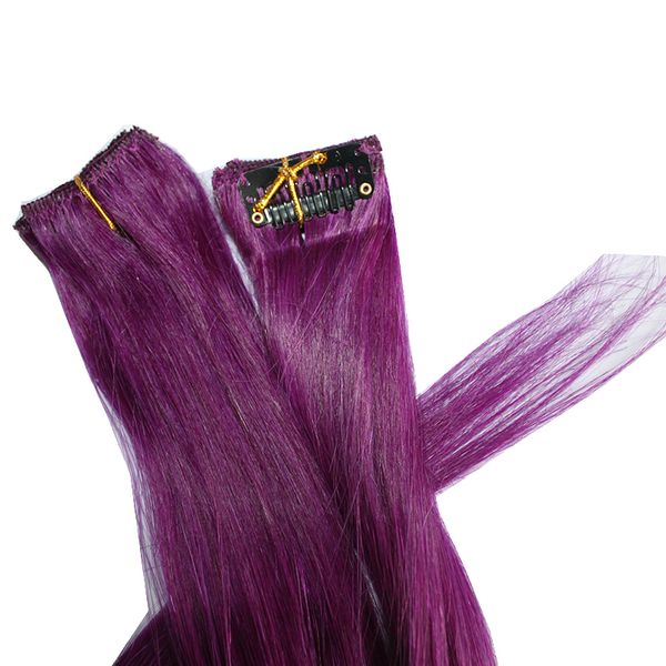 14 26 Full Head Brazilian Human Purple Red Gray Blonde Brown Color