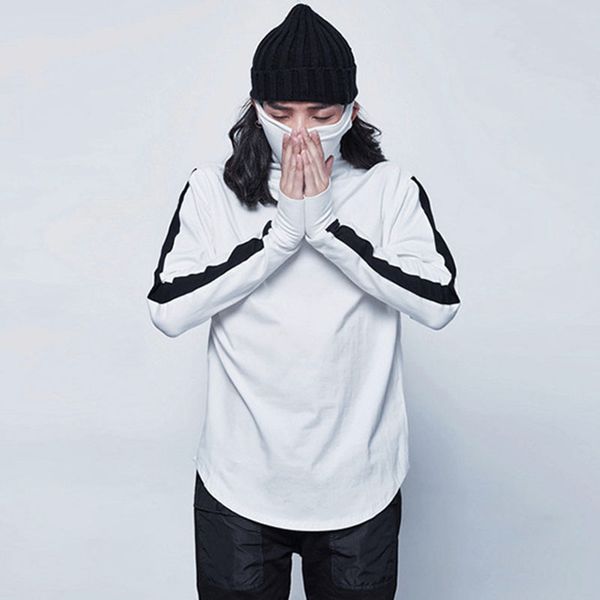 

g-dragon the same paragraph turtleneck hoodies assassins creed pullover mask section men sweatshirts, Black
