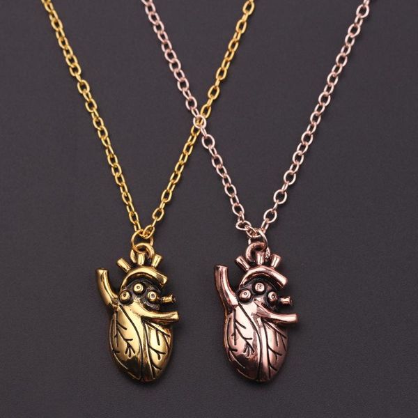 

bijoux femme unique jewelry collares anatomical heart necklace women valentine gift gold chain pendant collares 2020, Silver