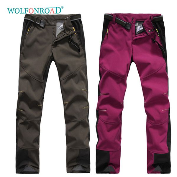 

wolfonroad men pants outdoor waterproof hiking trousers winter women's trekking pants male soft shell climbing trousers -fjj-08, Black;green