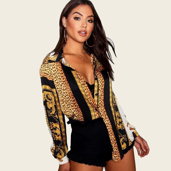 

women blouse women clothes fashion long sleeve letter leopard print and street clothing womens shirt casual blusas chemise femme, White