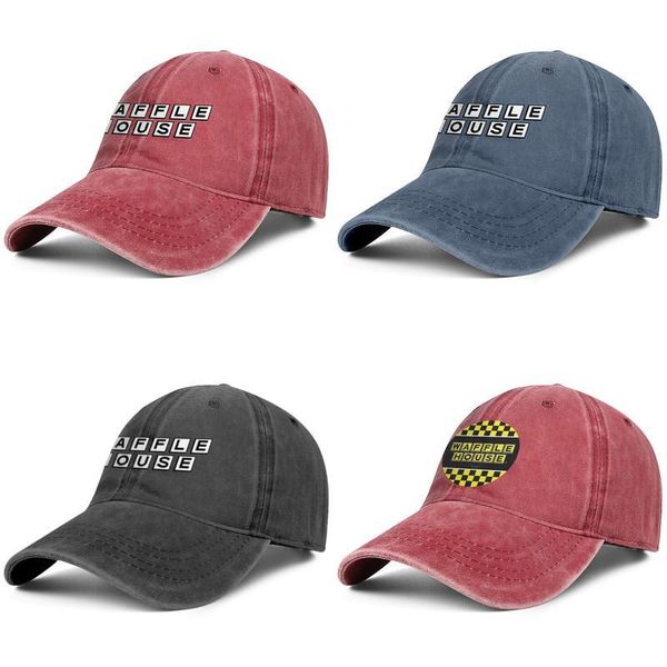 

waffle house logo fashion baseball cap dad fitted adjustable vintage hat unique denim checkered waffle sign, Blue;gray