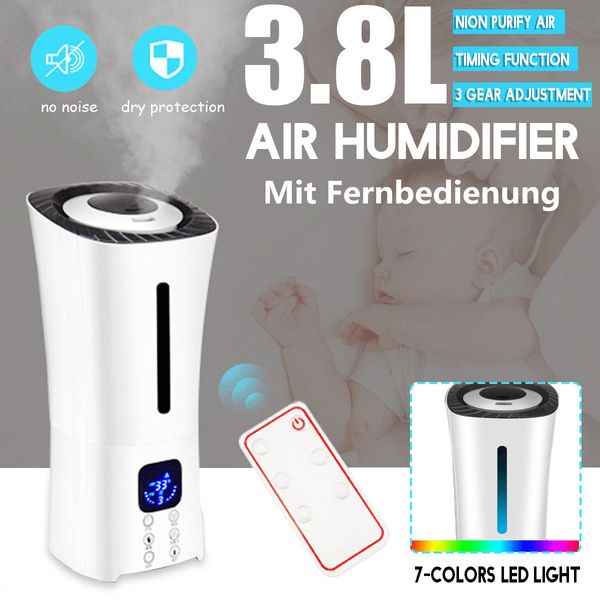 

air humidifier essential oil aroma diffuser 3.8l mist purifier ultrasonic led night light air humidifier+smart remote control