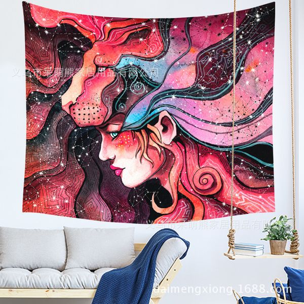 

european strange wind tapestry amazon cross border painting / sandy beach scarf wall cloth customized polyester fiber hanging cloth