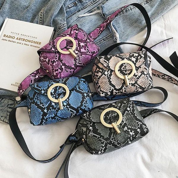

women snake skin print waist fanny pack money belt bag pouch travel purses wallets bag