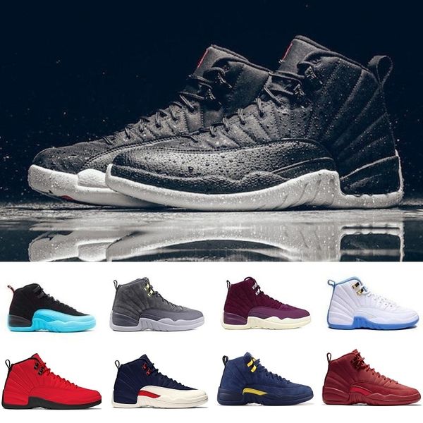 

12 12s basketball shoes ovo white glass of 2003 flu game wolf grey gym taxi s playoffs gamma french blue milan sneakers