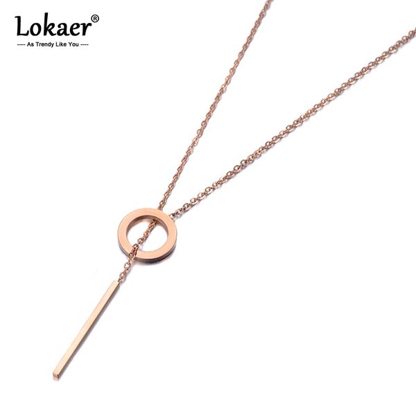 

lokaer bohemia stainless steel round strips necklaces jewelry trendy rose gold chain chokers necklace for women girls n19015, Silver