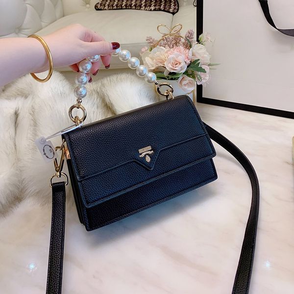 

2020 brand designer handbag fashion ladies pearl chain tote classic flap bag messager bag crossbody shoulder bags 21cm