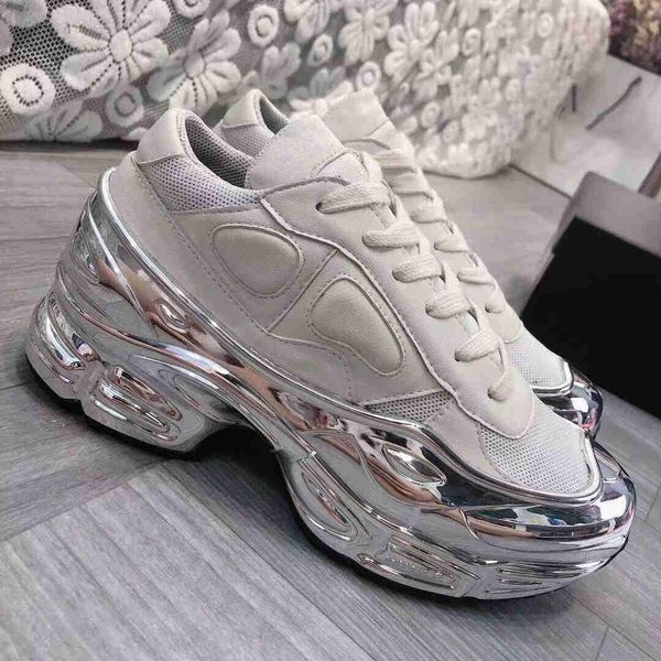 

new fashion women coated soles mirror reflective ozweego colorful gradient hollow raf simon mens women casual shoes designer shoes 35-45 g2