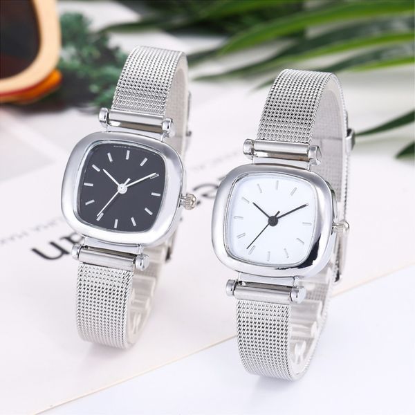 

new fashion ladies quartz wrist watch women watches square dial stainless steel bracelet watches gift clock zegarek damski 2019, Slivery;brown