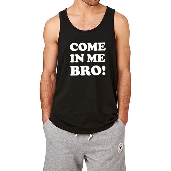 

men's summer cotton come in me bro fitness casual workout tank men summer cotton letter print tank top, White;black