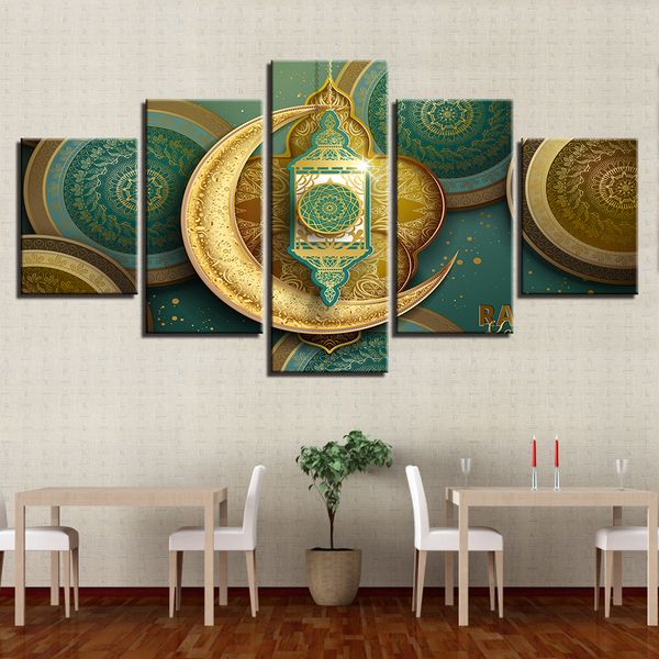 

modular wall artwork canvas paintings hd 5 panel muslim islam pictures prints poster home decoration for living room framework