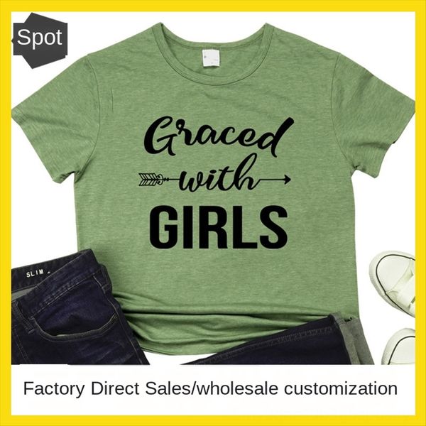 

women's graced with girls letter short sleeve t-shirt women's graced with girls letter short sleeve t-shirt, White