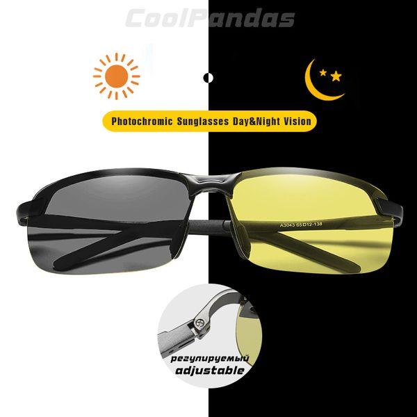 

2019 brand design men polarized chameleon pchromic sunglasses anti glare glasses day night driving male oculos de sol uv400, White;black