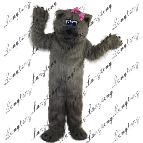 

2018 new grey cat mascot costumes for adults circus christmas halloween outfit fancy dress suit 6, Red;yellow