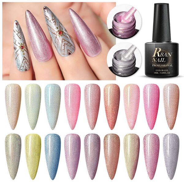 

rban nail 8ml glitter nail gel lacquer sock off long lasting uv led shimmer varnish art decoration manicure tools, Red;pink