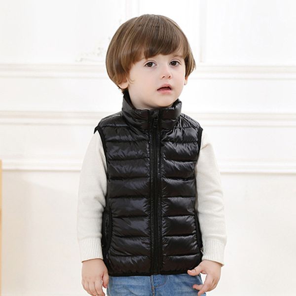 

little boys down vest baby girls down vest children thick warm winter solid kids outerwear, Blue