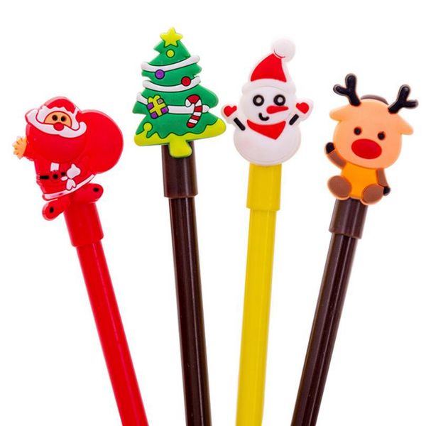 

4 pcs/set cartoon christmas tree santa claus snowman elk gel pens for school office supply escolar papelaria gel pen stationery