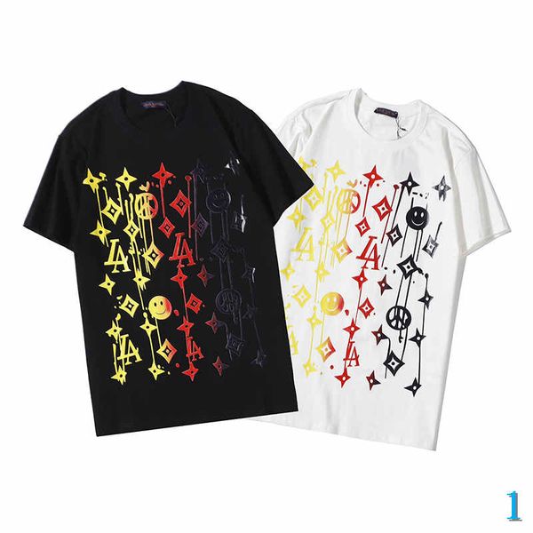 

mens designer tees shirt brand fashion tees breathable loose shorts sleeves colorful stars print luxury t shirts summer 1, White;black