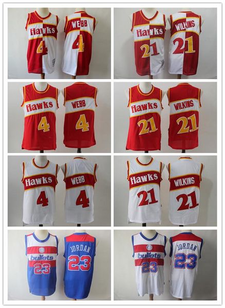 

atlanta 21 dominique wilkins hawks jersey team red white 4 spud webb shirts uniforms rev 30 new material size s, Black