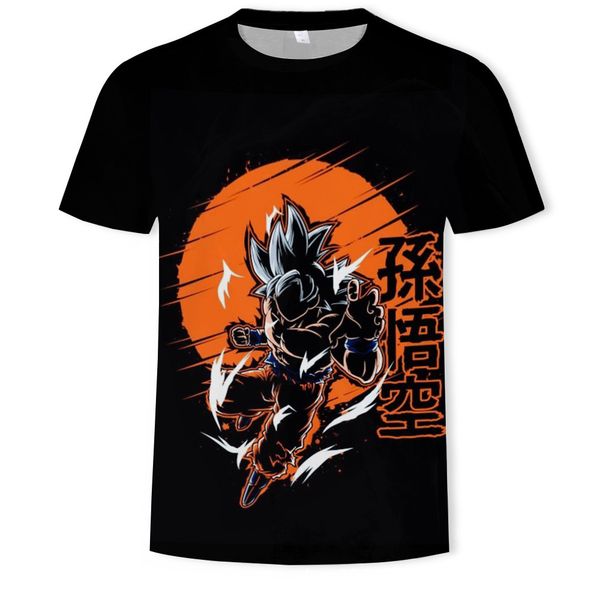 

mens designer dragon ball printed short-sleeved round collar t-shirt clothing, White;black