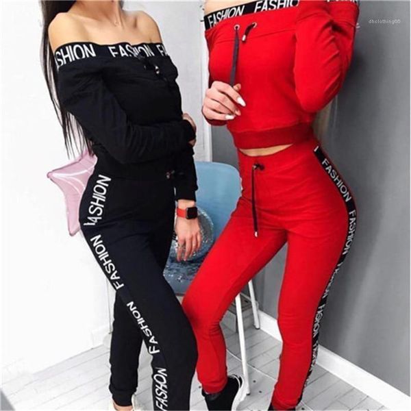 

womens tracksuits women designer clothes womens clothing 2 piece set casual letter printed panelled ribbon slash neck, Gray