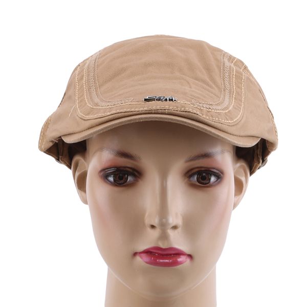 

classic solid color casual berets fashion retro cotton visor caps for men vintage flat hat brand summer beret, Blue;gray