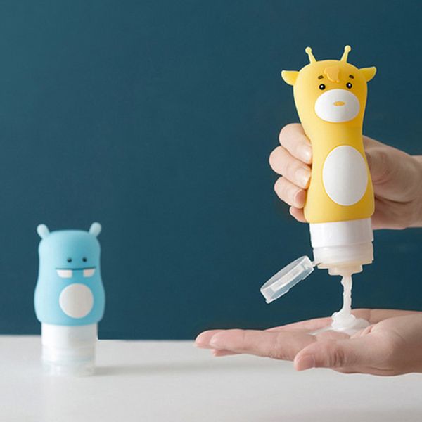 

portable travel cute cartoon silicone vial travel packing press bottles lotion shampoo bath container easy travel