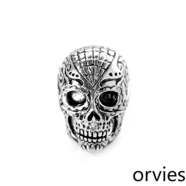

2020 fashion new european and american black skeleton ring ghost ring men's punk accessories, Silver