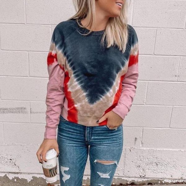 

womens t-shirts home clothing long sleeve casual women summer spring ladies t shirts tie dye o-neck, White