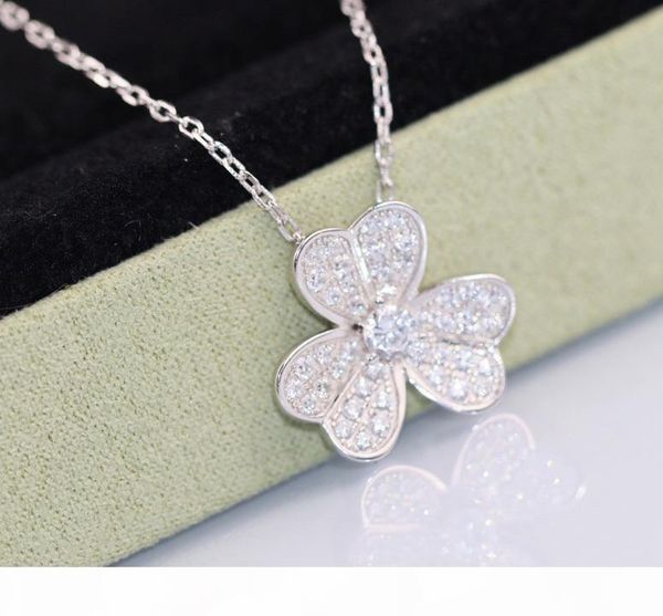 

luxurious quality v metal no fade no change color flower with diamond women punk necklace wedding jewelry gift ps3440, Silver