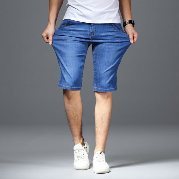 

2019 summer new denim shorts for men fashion casual elastic blue short jeans male brand clothes