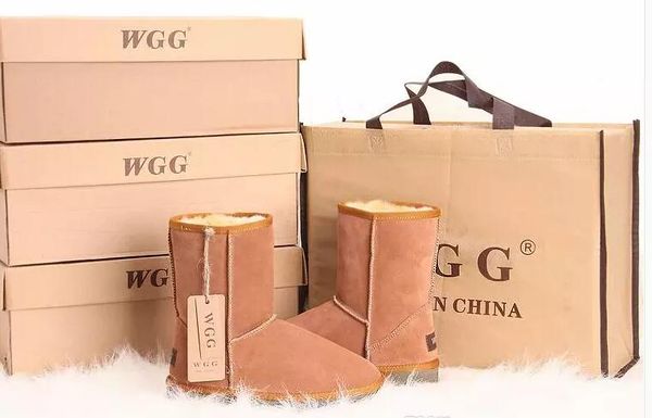 

factory 2019 classic wgg brand women popular australia genuine leather boots fashion women's snow boots us5--us10, Black