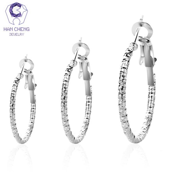 

hancheng new fashion trendy classic loop alloy silver plated circle round big hoop earrings for women jewelry brincos bijoux, Golden;silver