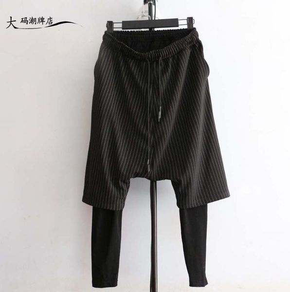 

s-xxl new 2018 men's clohting hair stylist fashion punk rocker real two pieces harem pants plus size costumes, Black