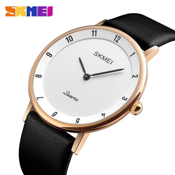

skmei fashion business watch men luxury leather watches water resistant ultra thin quartz wristwatches male relogio masculino, Slivery;brown