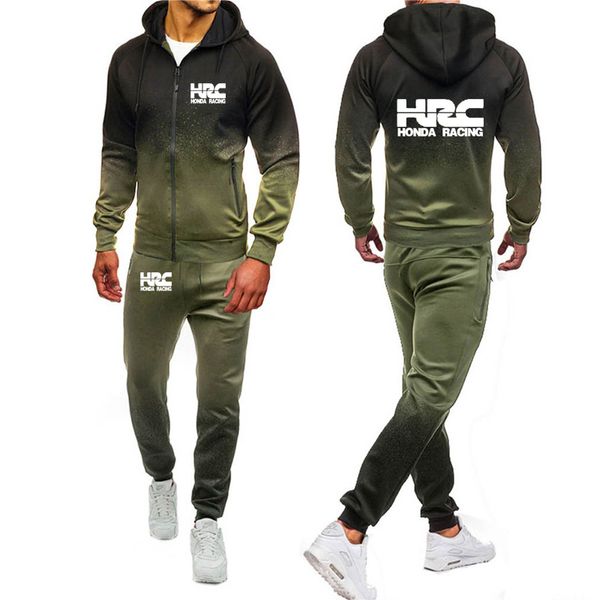 

men women hrc race car logo print hoodies tracksuit harajuku gradient hoody fleece zipper jacket hoodie sweatshirt sweatpant, Black