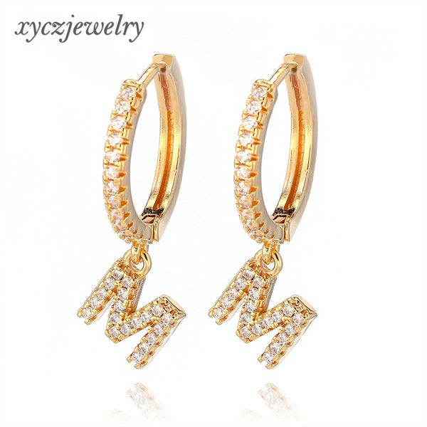 

26 alphabets earrings for women cz simulated diamond stud earrings fashion alphabet letter earbob ing, Golden