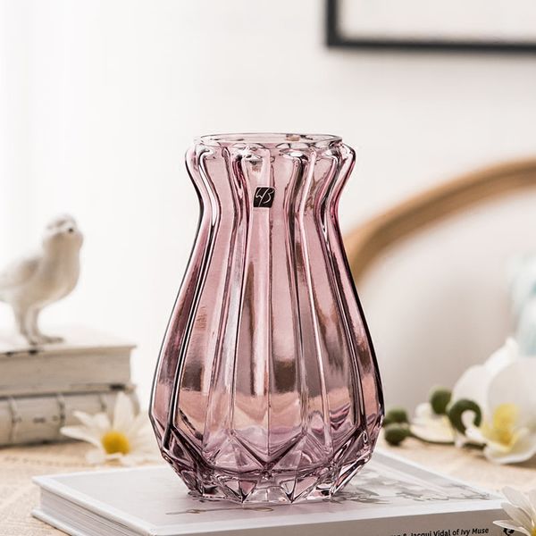 

multi-color glass vase stripe transparent terrarium glass containers flower pot bottle home decor vase for wedding decoration