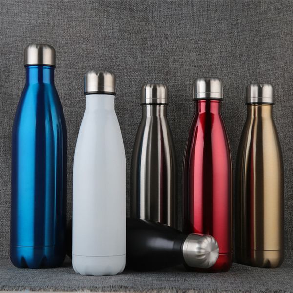 Bicchiere in acciaio inossidabile con bottiglia d'acqua a doppia parete isolata sotto vuoto ad alta luminanza per bottiglia a forma di cola da 17 once di CA/USA/Regno Unito