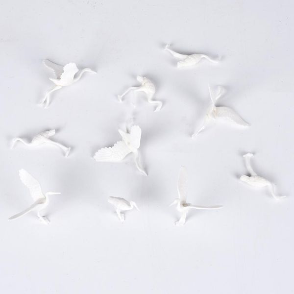 

10pcs miniatures bird figurine toy red crown crane for micro landscape