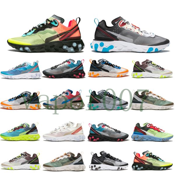 

with box 2019 epic react element 87 air fly designer chain reaction knit shoes sail light bone men women sneakers undercover chaussures