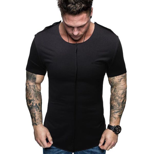 

обшитую панелями сплошной цвет mens конструктора tshirt тонкий дышащий с коротким рукавом мужские tees вскользь подросток tops, White;black