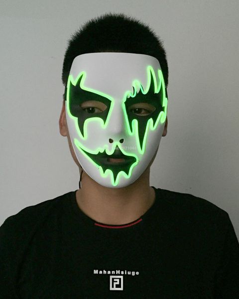 

eco-friendly el wire light up neon glwoing mask rave custom night fluorescent mask for event party supplies