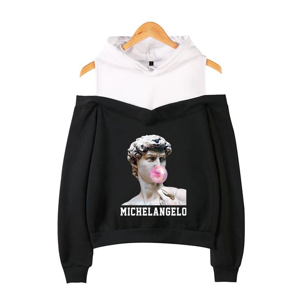 

frdun michelangelo off-shoulder sweatshirt in women's hoodies exclusive kpop casual girls 2019 new hoodies sweatshirt, Black