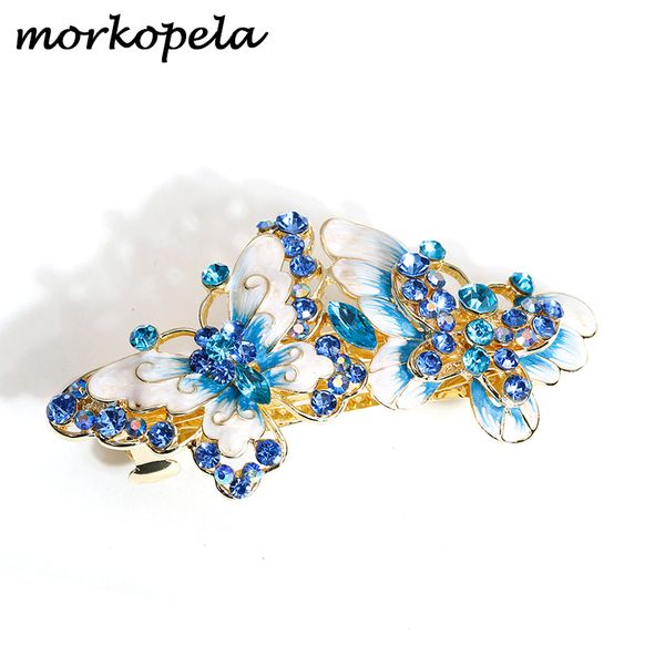 

Morkopela Enamel Butterfly Hair Clip Jewelry Vintage Rhinestone Hairpin Women Banquet Hair Barrettes Accessories