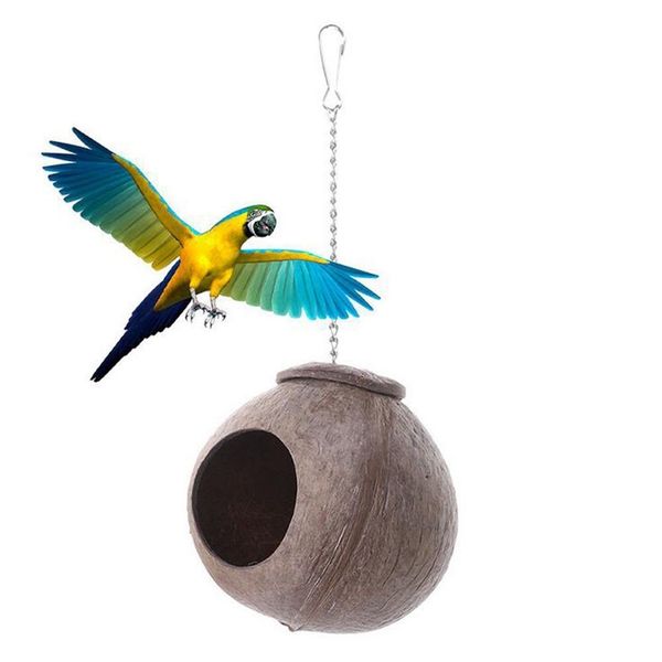 

natural coconut shell bird nest house hut for pet parrot budgies parakeet cockatiels conure canary finch pigeon cage