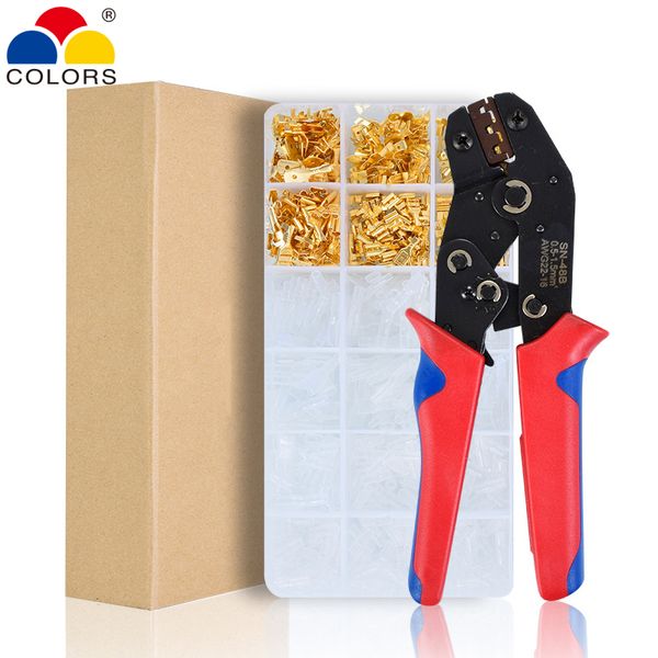

sn-48b crimping tool 600 pcs 4.8/6.3 plug terminal crimper crimping pliers wire 0.5-1.5mm2 alicate awg 20-15 hand tool krimptang