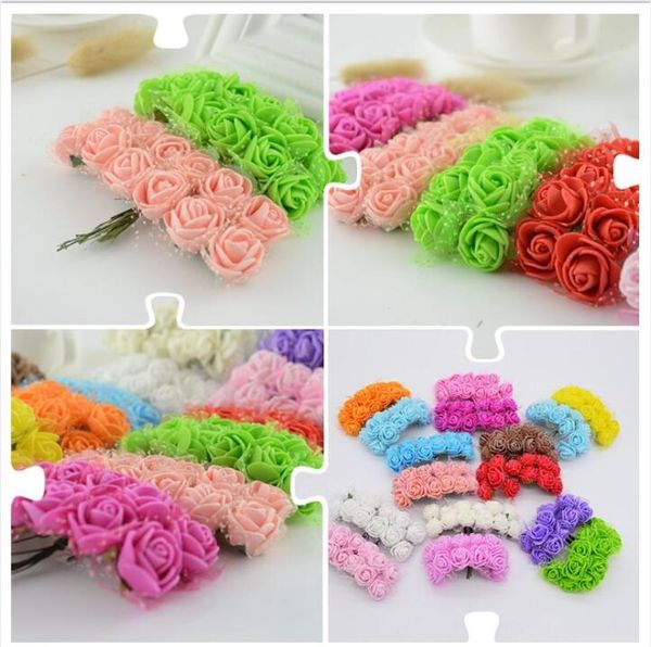 

144pcs мини пена роза искусственные цветы для дома свадебные украшения автомобиля diy pompom венок декоративный свадебный цветок поддельные